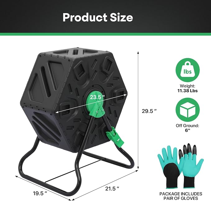 Athena Collection Compost Tumbler, 17 Gallon Single Chamber Outdoor Rotating - Image 3