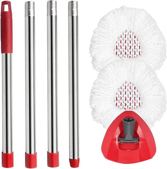 Microfiber Spin Mop Replace Head, Mops Base, Handle Compatible by HiBaby