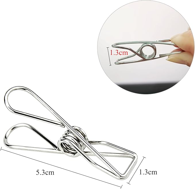 Laundry Clothes Pins Clips 50 Pack, Stainless Steel Heavy Duty Laundry Peg - Image 2
