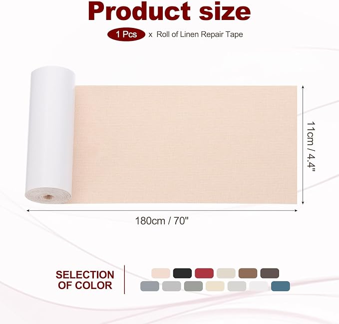 PATIKIL 70x4.4 Inch Linen Repair Tape, Repair Fabric Patch Self Adhesive Couch - Image 2