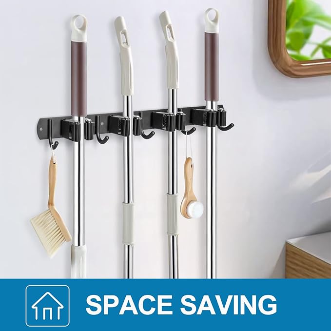 IMILLET 2 Pack Broom and Mop Holder Wall Mounted, Broom Holder Stainless Steel - Image 7