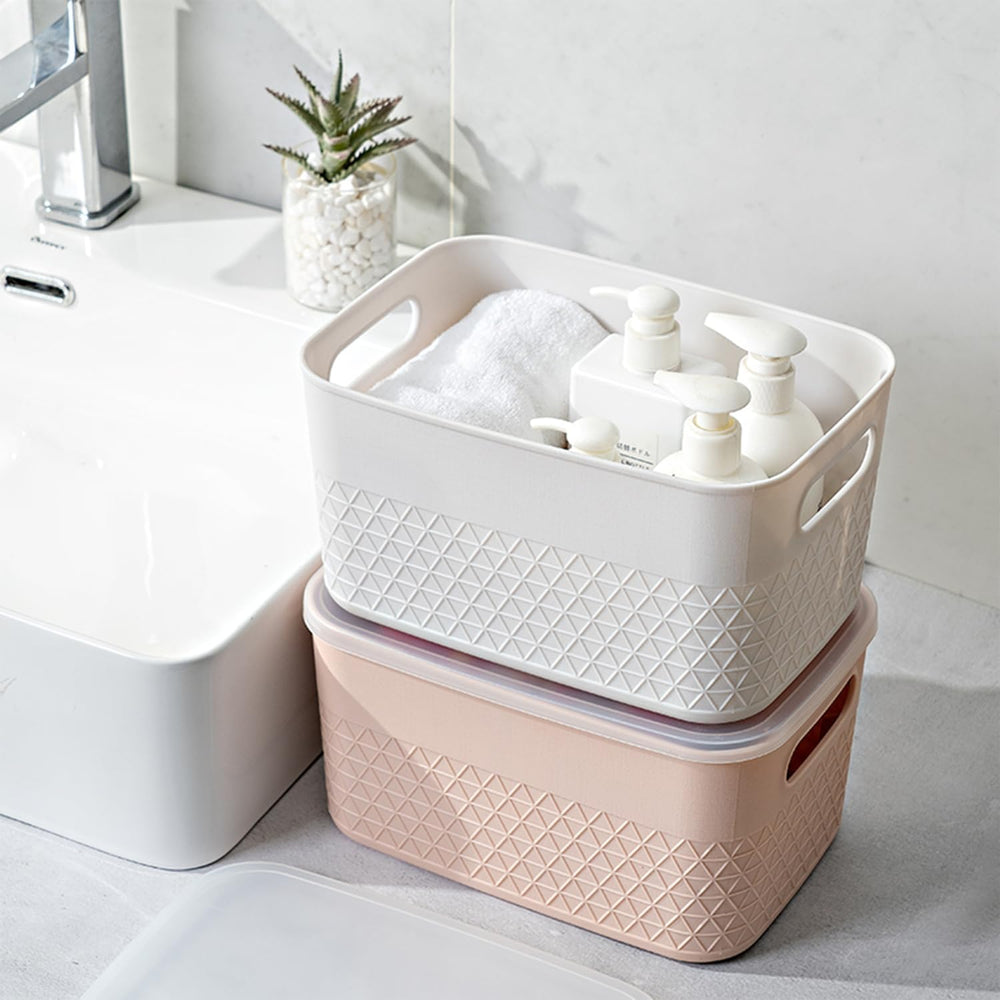 HANAMYA Lidded Storage Bin Organizer | Storage Organizing Container, 9 Liter,...