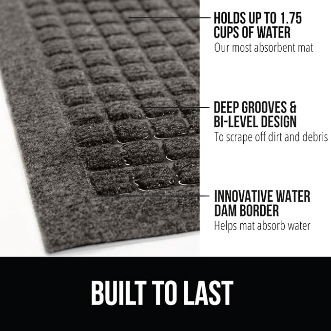 GORILLA GRIP Front Door Mat, Indoor Outdoor Ultra Absorbent HydroAbsorb Doormat - Image 3
