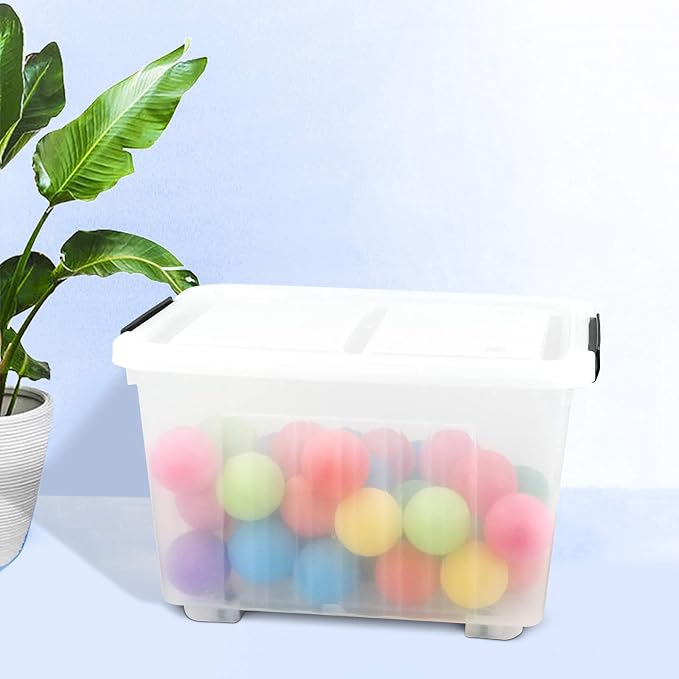 Bringer 4-Pack 30 L Clear Plastic Storage Box, Large Wheeled Storage Bin - Image 4
