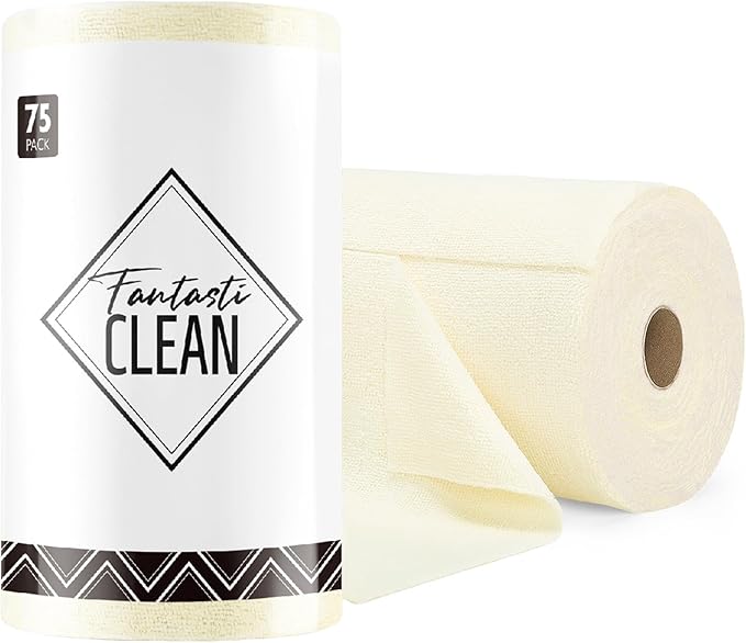 Fantasticlean Microfiber Cleaning Cloth Roll -75 Pack, Tear Away Microfiber by Fantasticlean