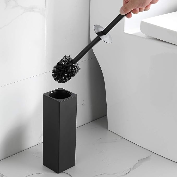 BGL Toilet Brush and Holder Set, Matte Black Freestanding - Image 4