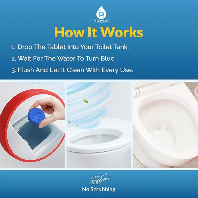 Automatic Toilet Bowl Cleaner Tablets Blue Gel Toilet Tank Cleaners, - Image 5