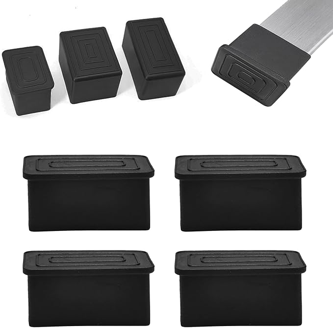 4 Pcs 1" x 1-1/2" Rectangular Rubber Chair Leg Caps, PVC Table Leg Covers by BOPOREAE