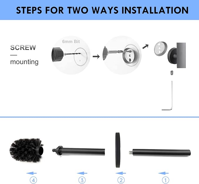 Toilet Brush and Holder Matte Black Toilet Bowl Brush Wall Mounted Toilet Brush - Image 6
