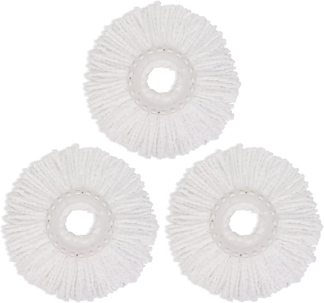 Spin Mop Replacement Heads, 6.3 Inch Microfiber Mop Refills Compatible with Hurricane, Mopnado, Simpli Magic and Other 360° Spin Mop Systems, Round Standard Universal Mop Pads (White) - 3 Pack