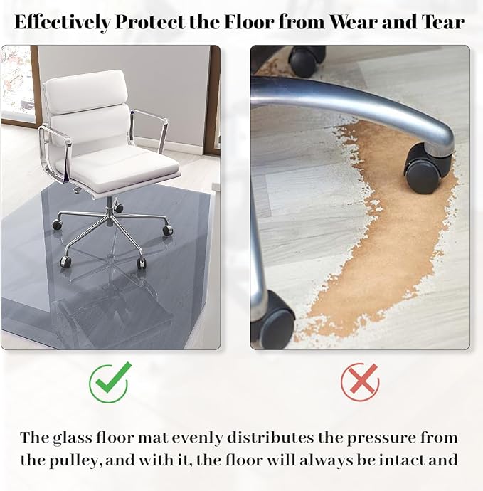 Tempered Glass Floor Mat for Office Chair, for Carpeted or Hard Floor, - Image 5