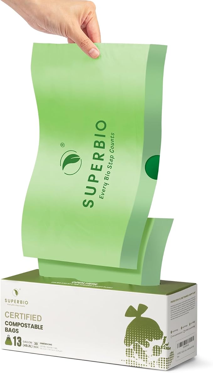 SUPERBIO 13 Gallon Compostable Drawstring Kitchen Waste Bag, 49.2 Liter - Image 8