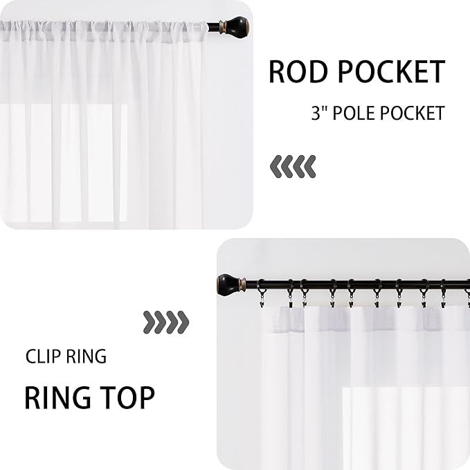 Tollpiz Short Sheer Door Curtain Closet Linen Textured Curtain Sheers Doorway - Image 5