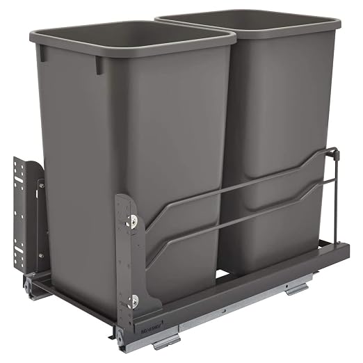 Rev-A-Shelf 53WC-1527SCDM-213 Double 27 Quart Pull-Out, Orion Gray by Rev-A-Shelf