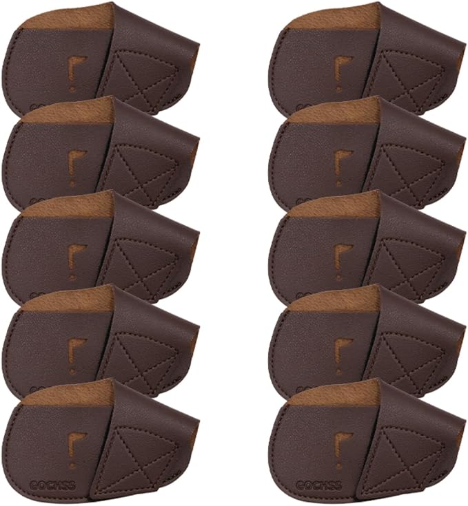I Golf Iron Headcovers 10pcs PU Fit Both Right-Handed Clubs Golf Club Protector by GOCHSS