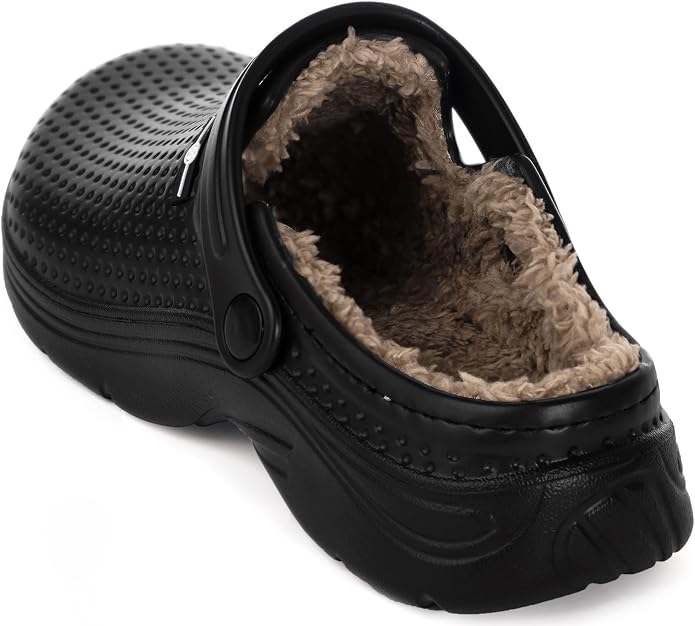 Womens Mens Fur Lined Clogs Waterproof Garden Shoes Winter Warm Fleece Lining - Image 3