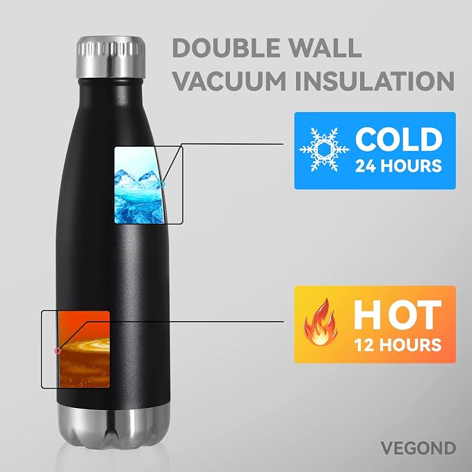 VEGOND 17oz Stainless Steel Water Bottles Bulk, Reusable Metal Sports Water - Image 5