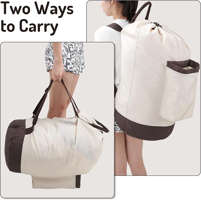 Laundry Bag Backpack with Shoulder Straps and Detergent Holder Clothes - Image 5