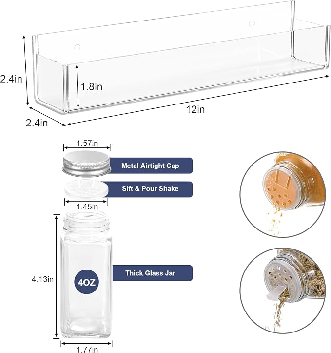 PMMASTO Adhesive Acrylic Spice Rack Organizer - Image 5