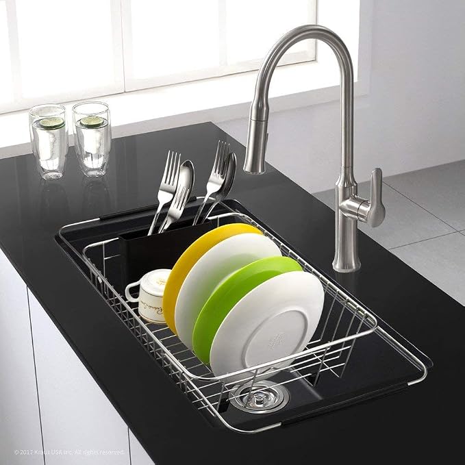 SANNO Expandable Dish Drying Rack, Dish Drainer, Dish Plate Holder Basket in - Image 3