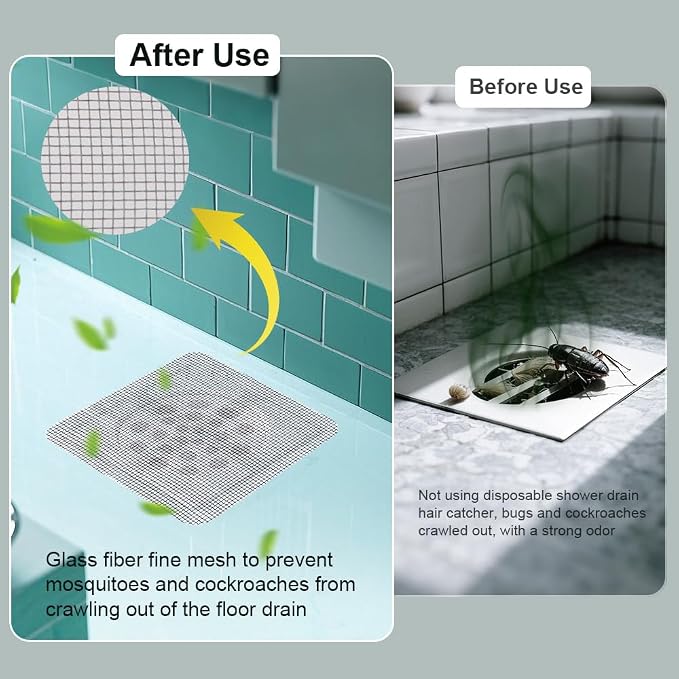 80PCS 4"x4" Disposable Hair Drain Stickers, Anti-Blocking Filter Screen - Image 3