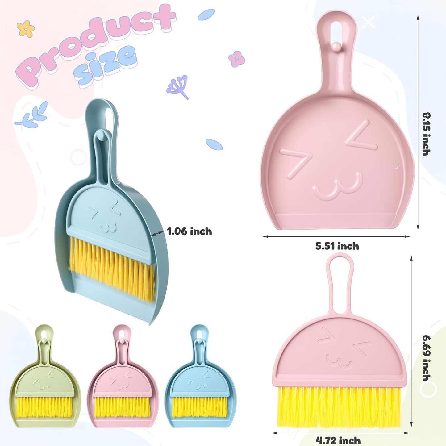 LemonRoad 30 Pcs Mini Broom and Dustpan Set with Handle Nesting Tiny Cleaning Broom Hangable Back to School Supplies for Classroom Office Desk Car Kitchen Camping Pet Area Pastel Colors