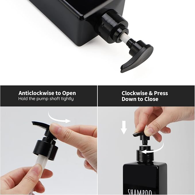 Segbeauty Plastic Square Soap Dispenser Black, 500ml Empty Reusable Pump Bottle - Image 5