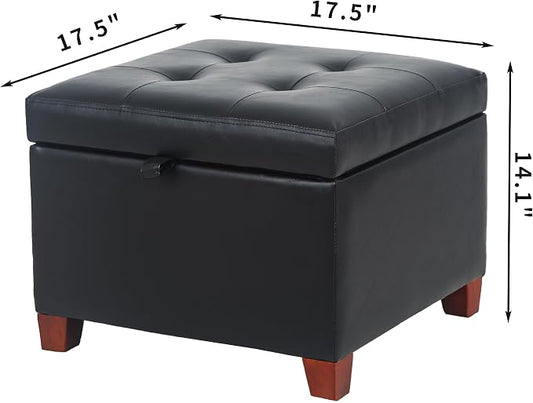 Adeco Faux Leather Storage Ottoman - Image 2