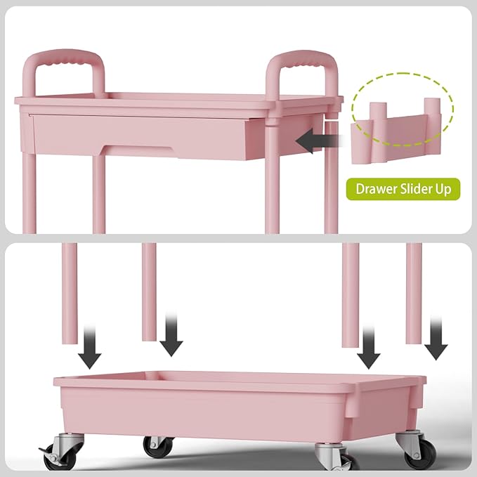 4 Tier Rolling Cart Organizer, Art Craft Diaper Bedside Snack Laundry Room - Image 5