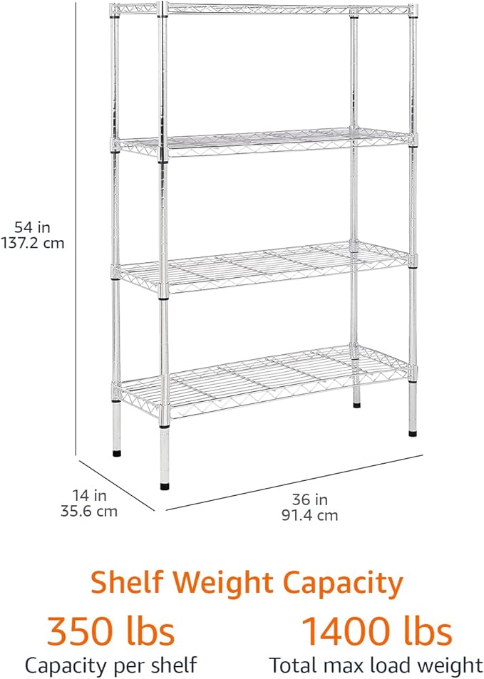 Amazon Basics 4-Shelf Adjustable Heavy Duty Steel Wire Rack Storage Shelving - Image 5