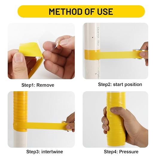 Self Fusing Silicone Tape 4 Rolls 1 in x 10' Yellow Waterproof Rescue Tape - Image 3
