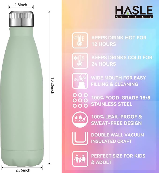 HASLE OUTFITTERS 17oz Stainless Steel Water Bottles Bulk, Vacuum Insulated - Image 5