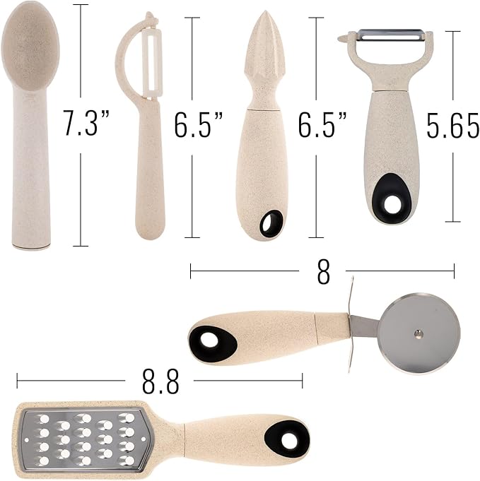 Beille 7pc Wheat Straw Complete Kitchen Utensils Set - Image 4