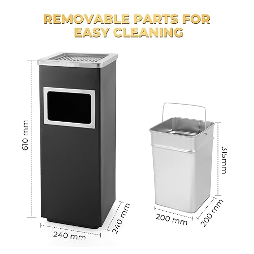 Trash Can Outdoor Waste Container Square Stainless Steel Trash Can - Image 2