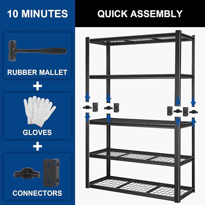 BILT HARD 48”W x 18”D x 72”H Garage Shelving, 5-Tier Heavy Duty Storage Shelves - Image 8