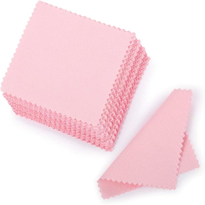 SEVENWELL 50pcs Jewelry Cleaning Cloth Pink Polishing Cloth by SEVENWELL