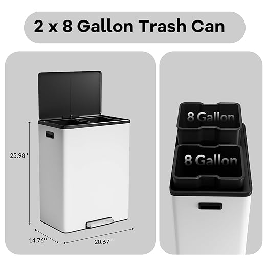 GarveeHome Step Dual Trash Can, 60L/16 Gallon Recycle Bins - Image 5