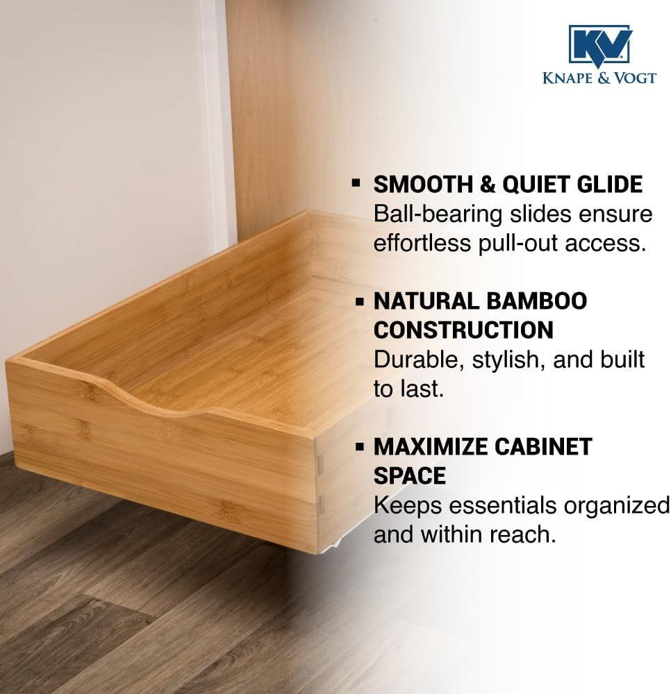 Knape & Vogt Bamboo Wood 14-inch Pull Cabinet Drawer