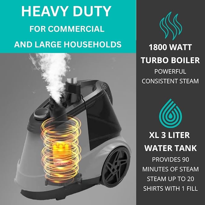 True & Tidy Heavy Duty Commercial Full Size Standing Garment Steamer - Image 6