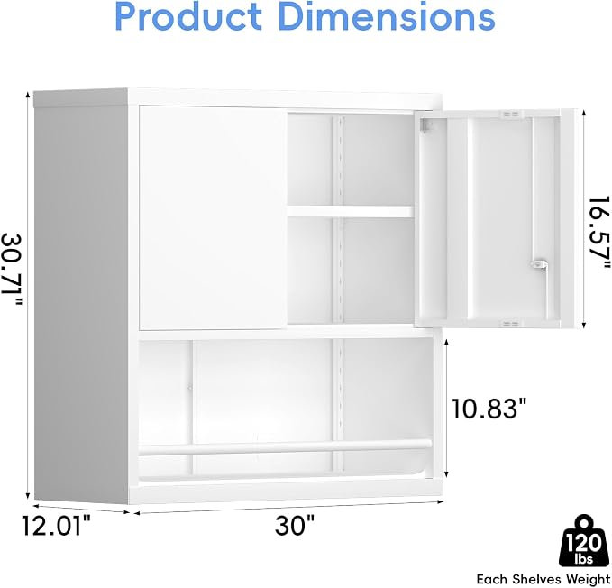 Metal Wall Storage Cabinet, Steel Storage Cabinets - Image 3