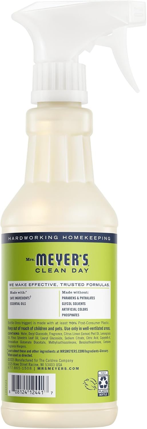 MRS. MEYER'S CLEAN DAY Cleaner Spray, Lemon Verbena, 16 fl oz, 3 Pack | Removes Dirt and Freshens Surfaces, Multi-Surface, Everyday Use, All-Purpose Cleaner, Cruelty Free, Made with Essential Oils