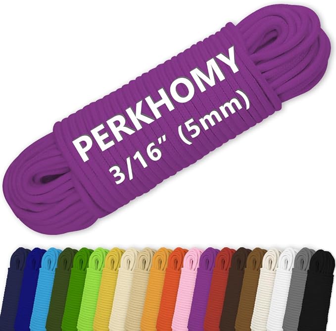 PerkHomy Cotton Rope 3/16" 100 ft Multi Purpose Utility Diamond Braided Cord by PerkHomy