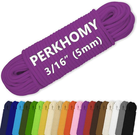 PerkHomy Cotton Rope 3/16" 100 ft Multi Purpose Utility Diamond Braided Cord by PerkHomy