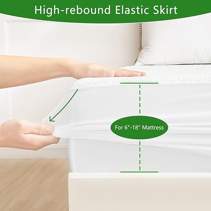 GOONIK Queen Mattress Protector, Breathable Bamboo Viscose Waterproof Queen - Image 5