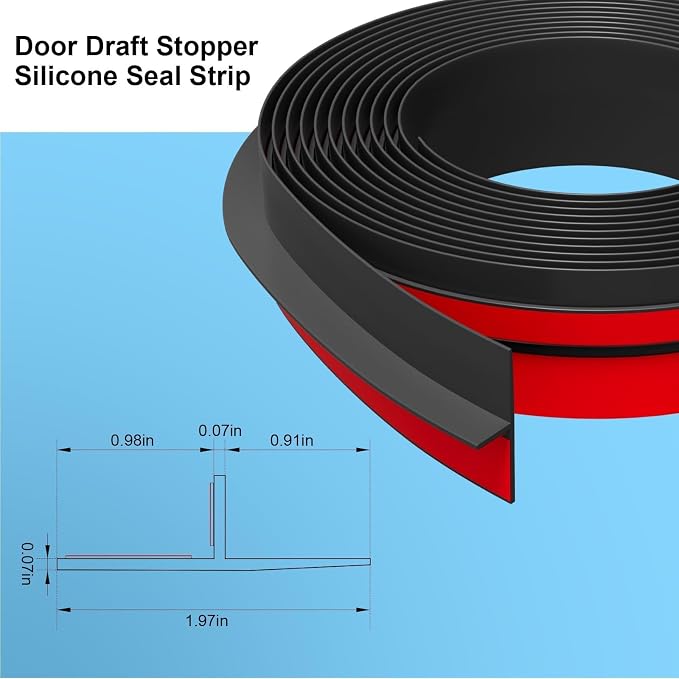 T-Shaped Door Draft Stopper, 1.97 in x 40 Ft Silicone Seal Strip - Image 3