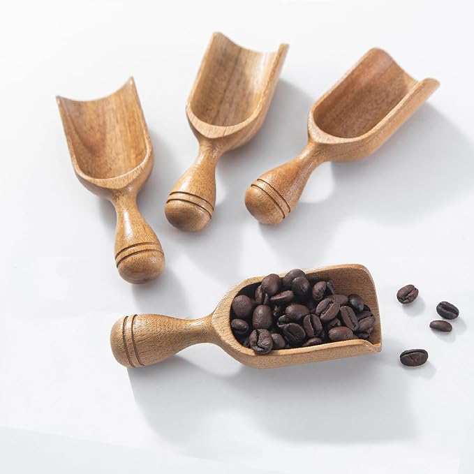 Wooden Scoops for Canisters 4PCS Acacia Wooden Scoop for Jars Small Wood Scoops by MediterraneanFoodExperience