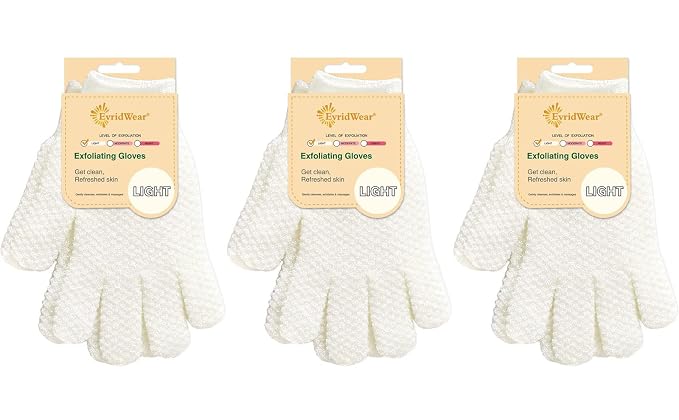 Evridwear Exfoliating Gloves for Shower, 100% Nylon Thick Soft Medium Heavy by Evridwear