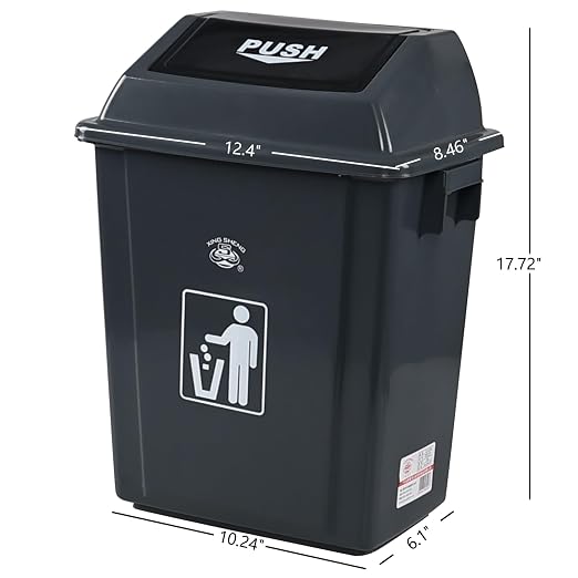 6 Gallon Plastic Swing Lid Garbage Can, Office Trash Can - Image 3