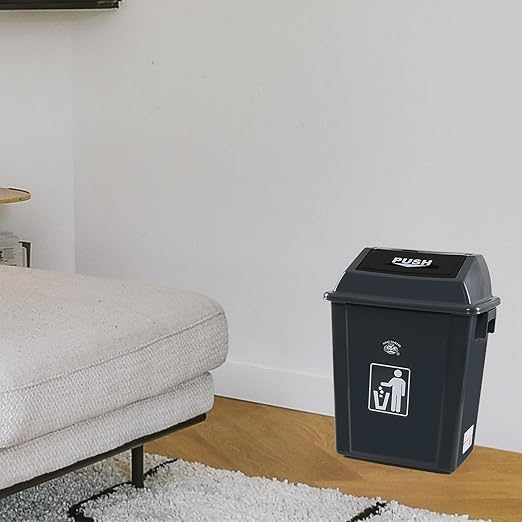 6 Gallon Plastic Swing Top TrashBin/Garbage Can, Lidded Wastebasket Trash Can - Image 7