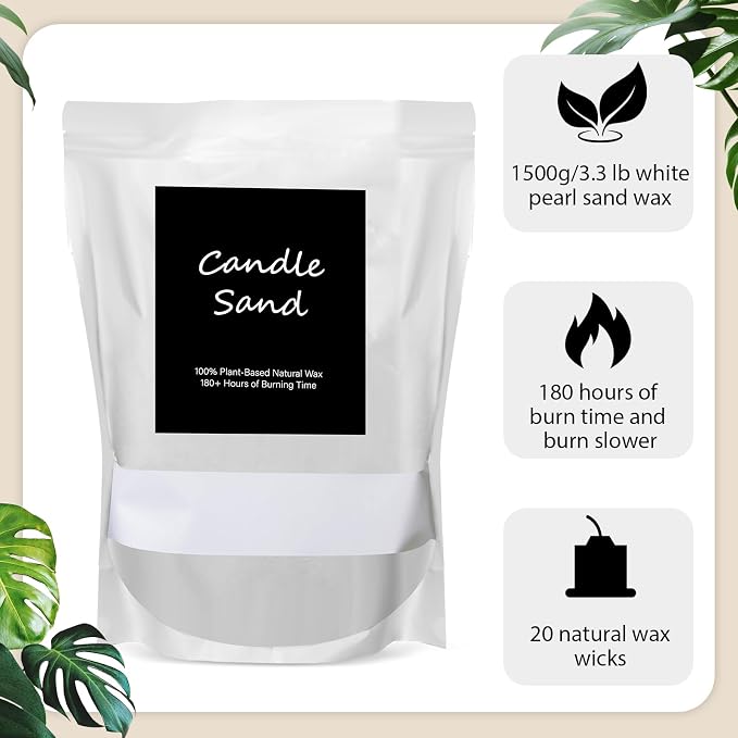 MTLEE Candle Sand 3.3 lb DIY Pearled Candle Making Kit Included 20 Pcs Wicks - Image 3